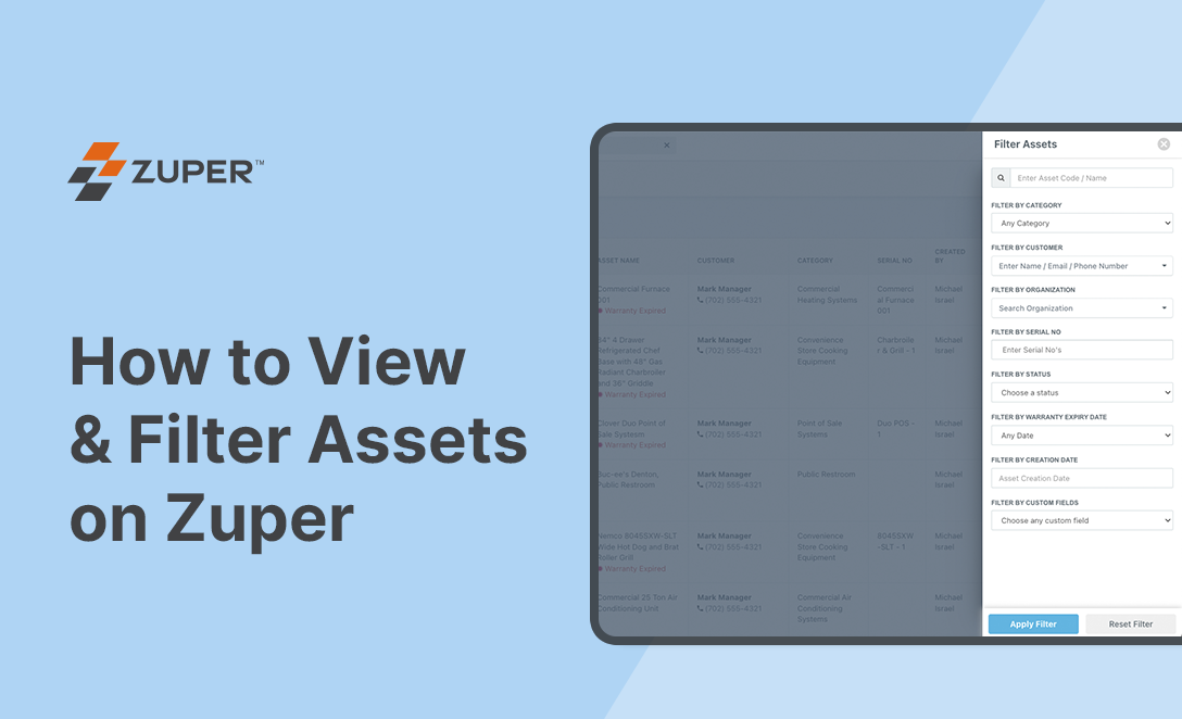 How to View and Filter Assets on Zuper