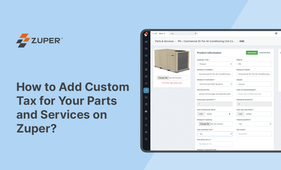 How to Add Custom Tax for Your Parts and Services on Zuper
