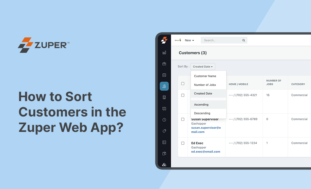 How to Sort Customers in the Zuper Web App