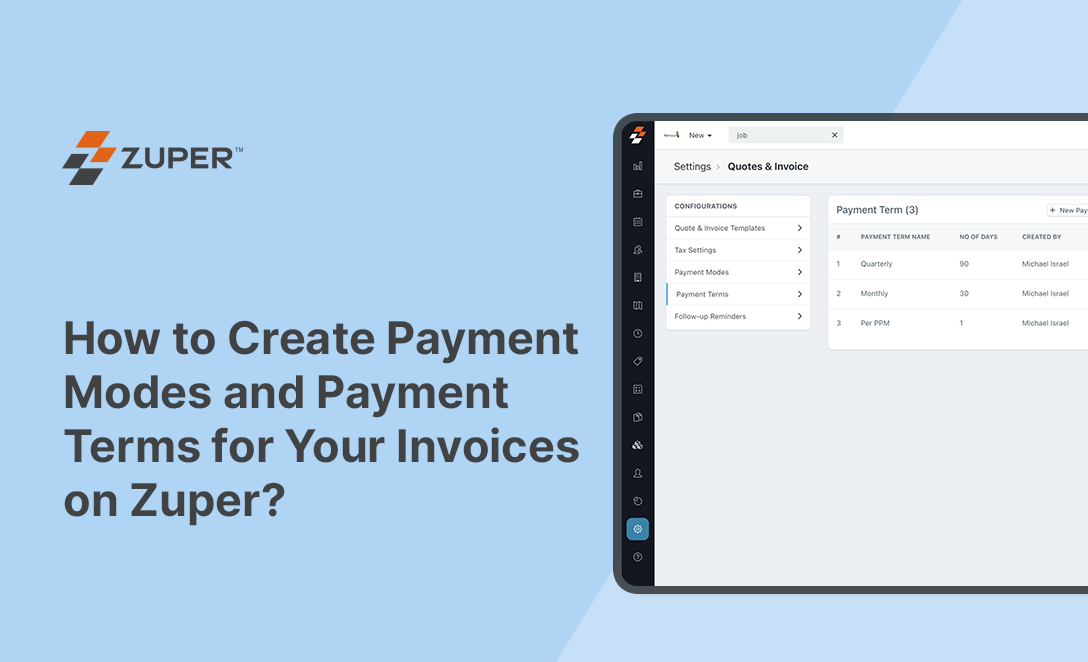 How to Create Payment Modes and Payment Terms for Your Invoices on Zuper
