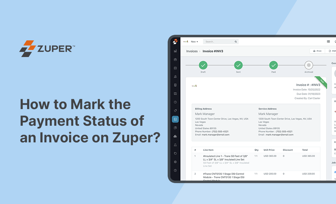 How to Mark the Payment Status of an Invoice on Zuper