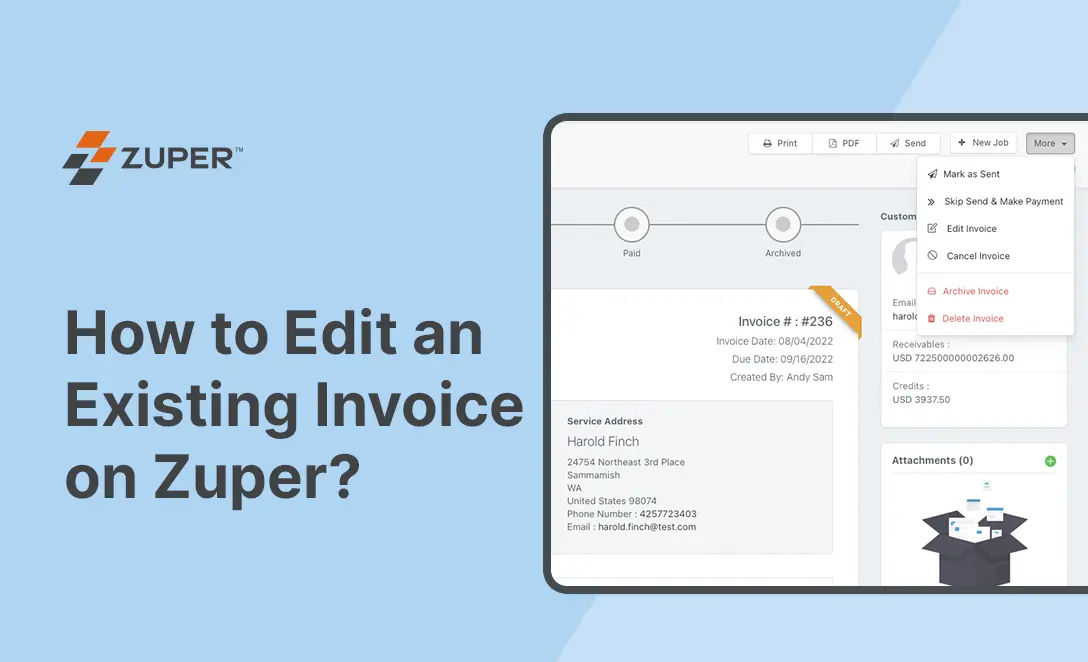 How to Edit an Existing Invoice on Zuper