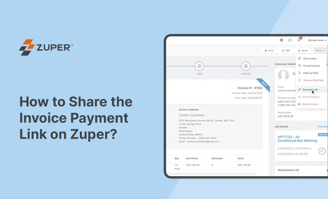 How to Share the Invoice Payment Link on Zuper