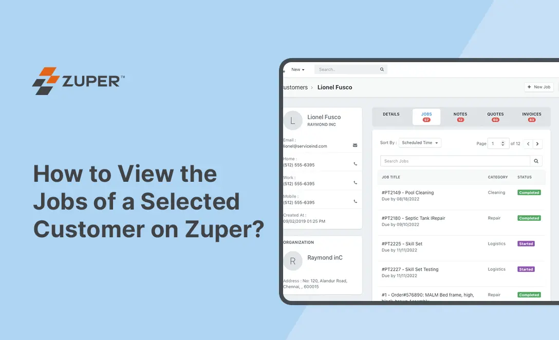 How to View the Jobs of a Selected Customer on Zuper