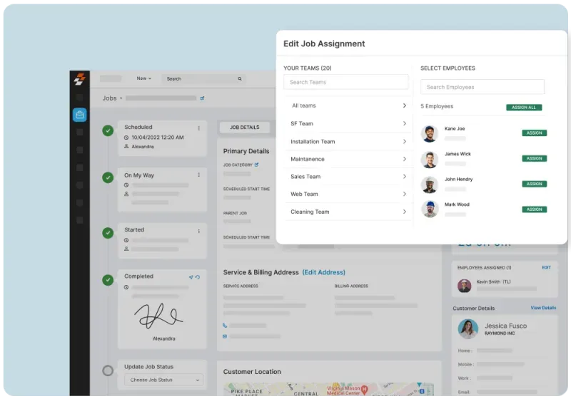 A screenshot from the Zuper work order management system